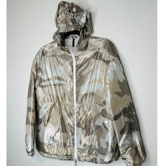 Moncler Sand Cream Beige Menchib Metallic Camo Hooded Jacket Retail $1695 2 - Picture 2 of 15